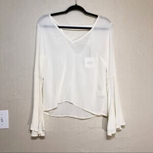 Jack by BB Dakota Womens Shirt Small Talk to the Sleeve Rayon Blouse